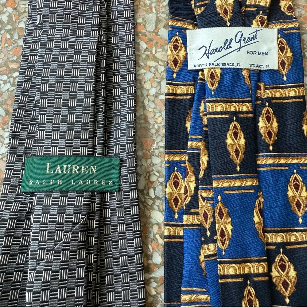 Vintage Ralph Lauren and Harold Grant Tie Silk Classic Style